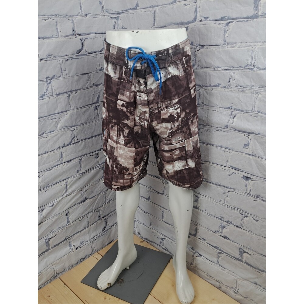 Vintage Y2K Ripzone Board Shorts Swim Tropical LA Palms size 36 11.5" Inseam